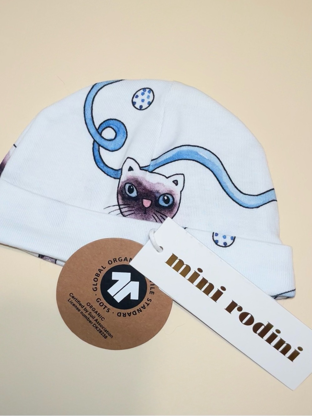 NWT Mini Rodini SIAMESE CAT BABY BEANIE